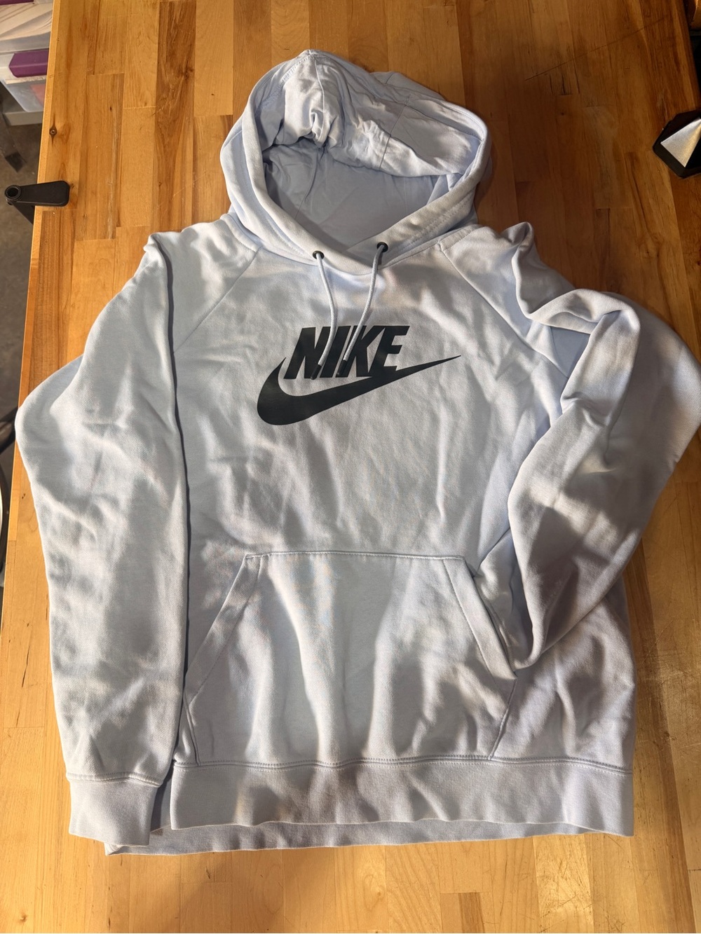 Nike Light Blue Pullover Hoodie with Black Swoosh